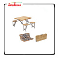 Mesa de camping plegable de madera con sillas